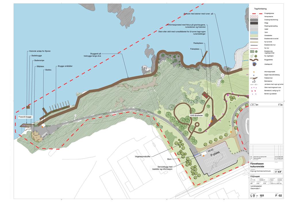 Kart tilknyttet mulighetsstudie for Fennefossen kulturområde - Klikk for stort bilde