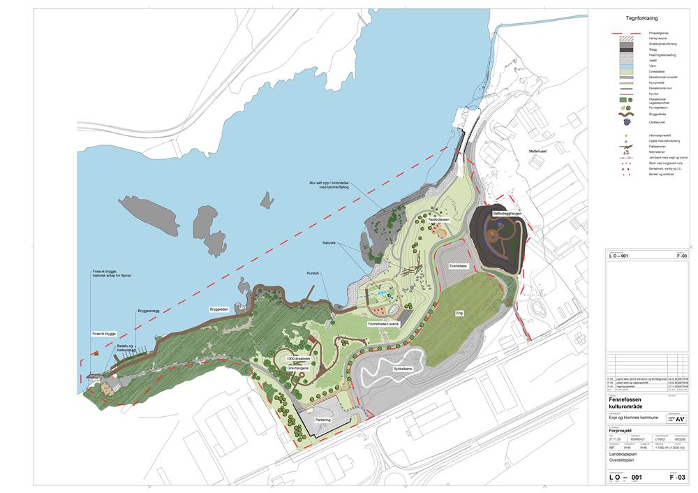 Kart tilknyttet mulighetsstudie for Fennefossen kulturområde - Klikk for stort bilde